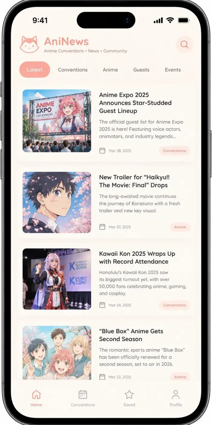 日漫韩漫 APP 漫展前线界面