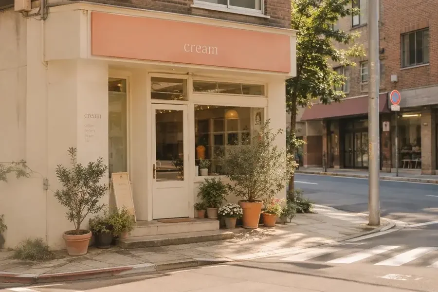 城市里温暖的动漫小店外观